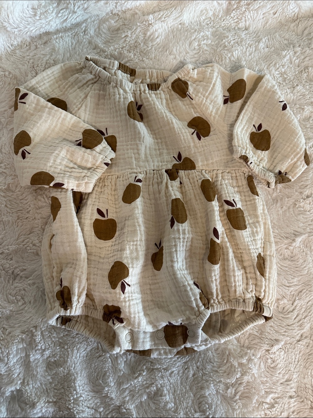 Rylee + Cru Cream Romper with Mustard Apple Print